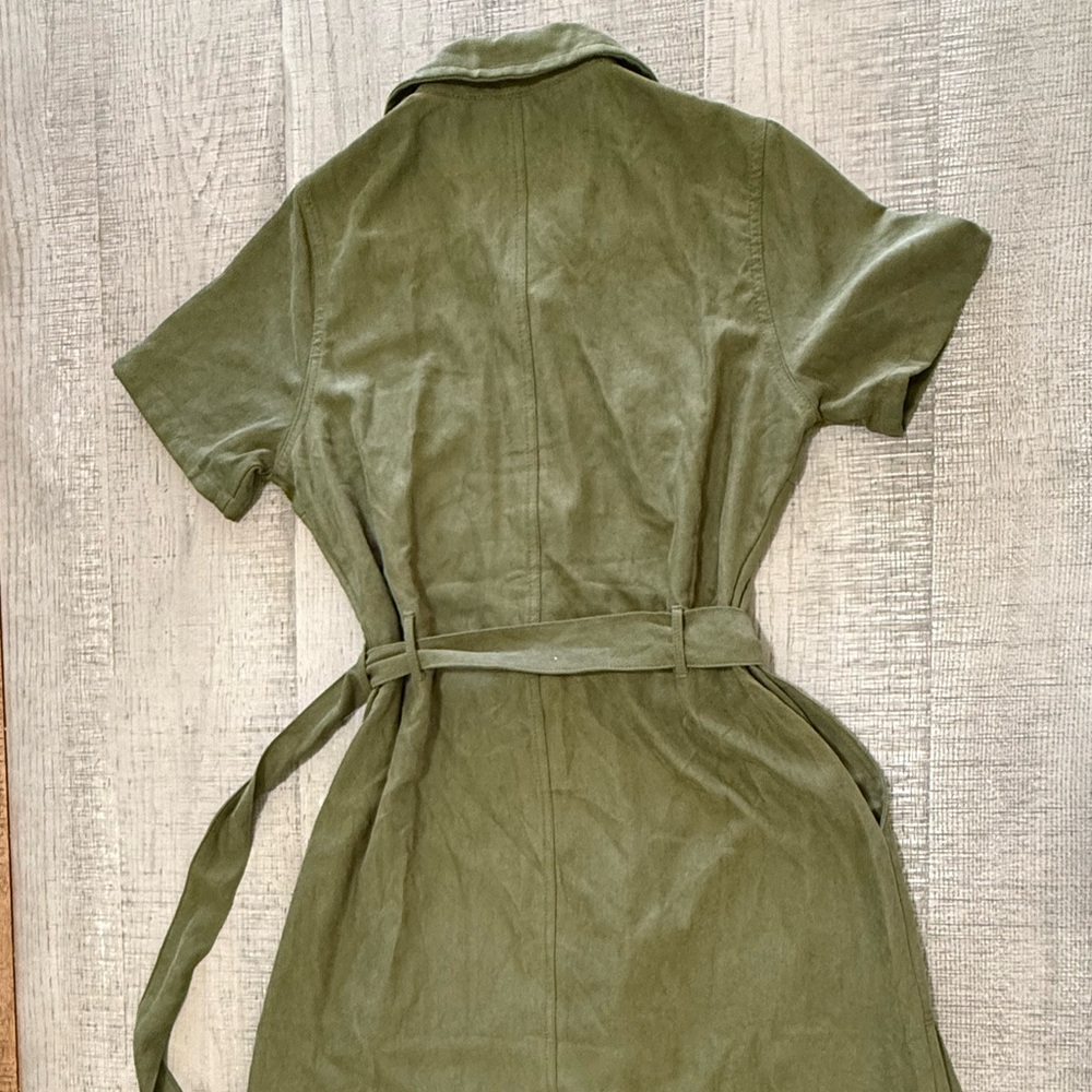 Millenium Olive Button Front Utility Midi Shirt Dress with Belt – Size Small - Picture 12 of 12